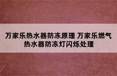 万家乐热水器防冻原理 万家乐燃气热水器防冻灯闪烁处理